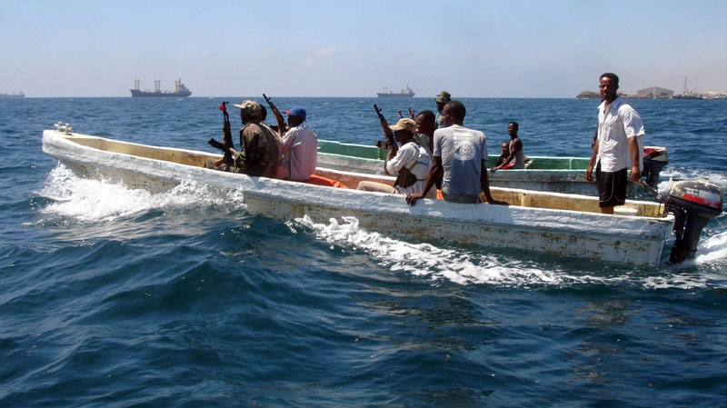 In this Dec. 6, 2009 file photo Somali government coast guards patrol the coast of Mogadishu, Somalia to keep a watch for pirates who hijack ships off the coast. (AP photo/Farah Abdi Warsameh, File)