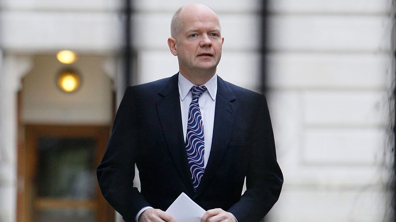 Britain's Foreign Secretary William Hague arrives in Downing Street in London, Friday, March 18, 2011. (AP / Alastair Grant)