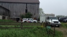 Toronto police perform a forensic investigation on the farm owned by Dellen Millard near Kitchener, Ont., on Tuesday, May 28, 2013. (Nicole Lampa  / CTV News)