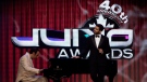 Drake, right, appears at the Juno Awards in Toronto on Sunday, March 27, 2011. (Darren Calabrese / THE CANADIAN PRESS)   