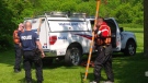 The search continues for a man who was swept away in Humber River after he jumped in to save his dog, Thursday, May 30, 2013. (CTV Toronto)