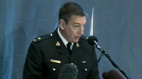 RCMP Insp. Keith Finn speaks to media about the arrest of an accused terrorist on Wednesday, March 30, 2011.