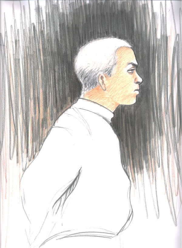 Patrick Dunac, 34, is seen in this sketch during a brief court appearance, Wednesday, March 30, 2011. Credit: Janet Clarke for CTV Ottawa