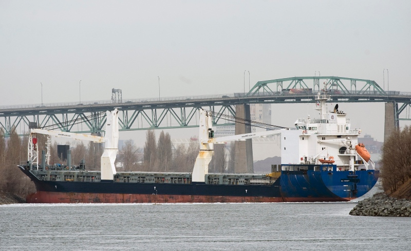 A ship which ran aground in the St. Lawrence Seaway is seen in this file photo.