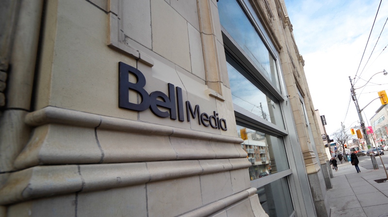 The newly-installed Bell Media sign is visible on offices at 299 Queen Street West in downtown Toronto, Friday, April 1, 2011.