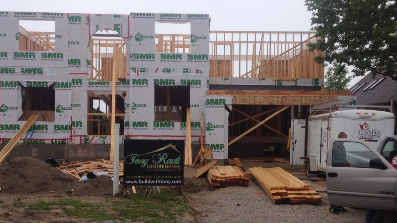 A house under construction on Lakeshore Drive in Windsor, Ont., on Monday, June 10, 2013. (Chris Campbell / CTV Windsor)