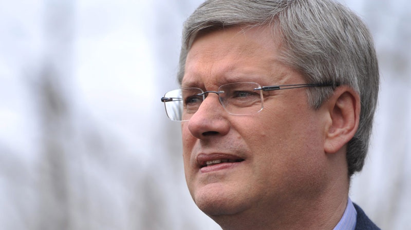 Stephen Harper speaks during a campaign stop in Vaughan, Ont., on Thursday, April 7, 2011. (Sean Kilpatrick / THE CANADIAN PRESS)
