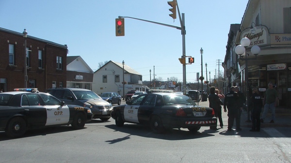 Police respond to a call about an alleged armed robbery at a drug store in Arnprior, Thursday, April 7, 2011. Viewer photo submitted by: Douglas Smith