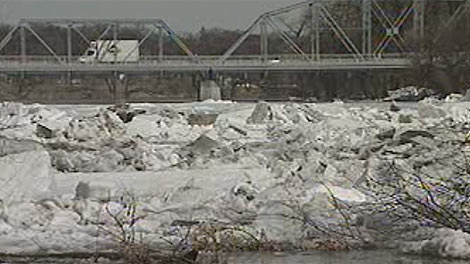 Government officials said river ice contributed to a rise in water levels in Winnipeg on April 7, 2011. 