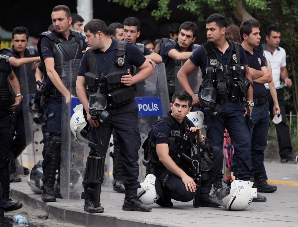 Turkish Riot Police Blast Protesters With Water Cannons Tear Gas In