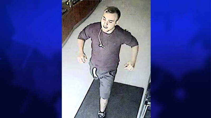 A suspect sought in two jewelry thefts is seen in this image released by the London Police Service.