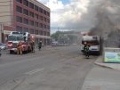 Transit officials are still unsure why a Winnipeg Transit bus with passengers aboard filled with smoke and then burst into flames.