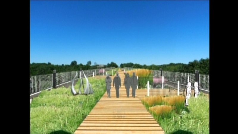 A rendering shows what the elevated park on the Kettle Creek Bridge in St. Thomas might look like once the project is complete.