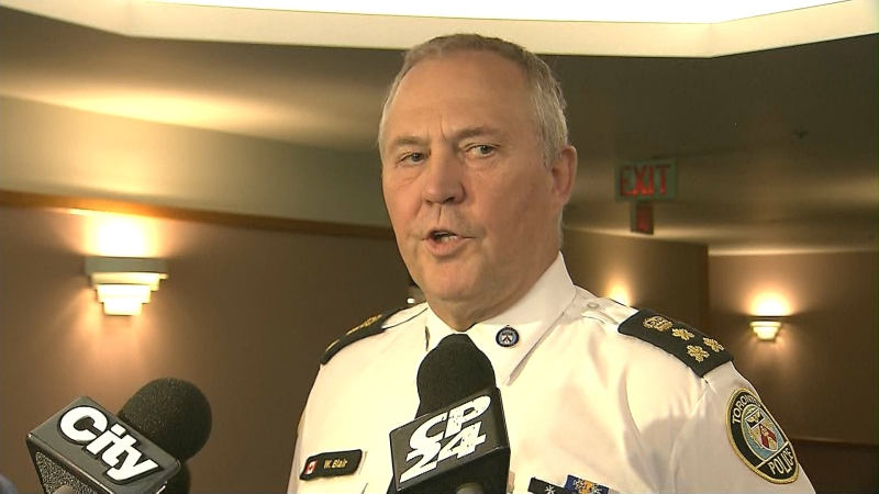 Toronto Police Chief Bill Blair speaks to reporters at police headquarters Thursday June 20, 2013. 
