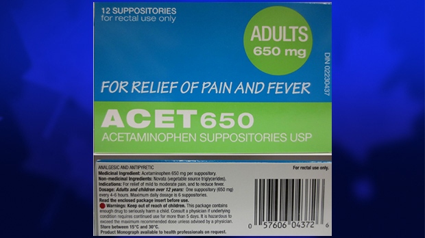 ACET-650 DIN 02230437, suppository, recall