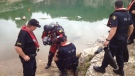 OPP  divers ready themselves for the search of the Elora Quarry on Tuesday, June 25, 2013. (Kevin Doerr / CTV Kitchener)