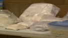 Police display some of the seizures of methamphetamine, or crystal meth, in Hamilton, Ont., on Thursday, March 14, 2011.
