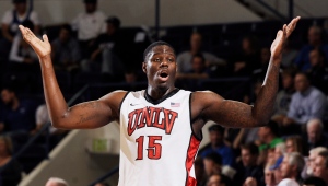 UNLV's Anthony Bennett reacts during the first half against Air Force during an NCAA college basketball game Wednesday, Feb. 13, 2013, at Air Force Academy, Colo. (AP /The Gazette, Jerilee Bennett)