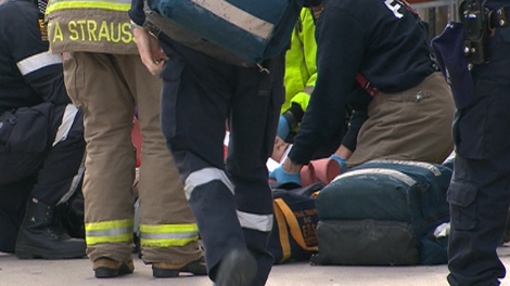A man in his 20s was transported to St. Michael's Hospital in downtown Toronto after being shot in the head and shoulder on April 17, 2011. 