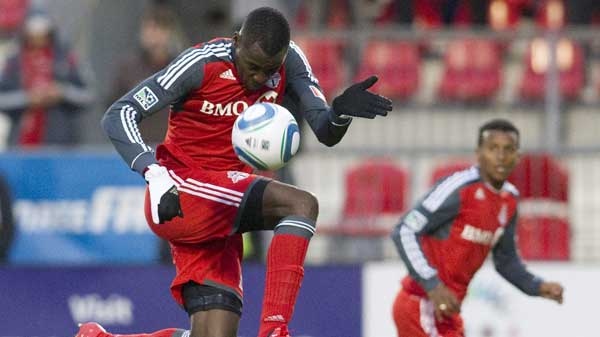 Toronto FC 's Tony Tchani in action during his team's MLS game against DC United in Toronto on Saturday April 16, 2011. (Chris Young / THE CANADIAN PRESS)