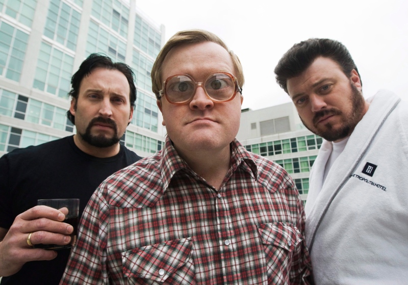 The Trailer Park Boys John Paul Tremblay, as Julian, left, Mike Smith, as Bubbles, centre, and Robb Wells, as Ricky, right, pose for a photograph in Toronto on Nov. 27, 2008.  (The Canadian Press/Nathan Denette)