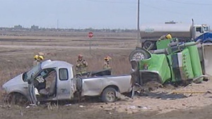The collision was reported on April 21 on the South Perimeter at Brady Road. 
