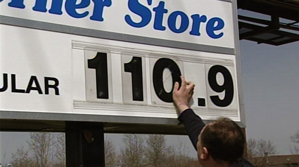 Georges Jeha, owner of the Seaway gas station on Cyrville Road, lowers the price of gas to $1.10 per litre, Monday, April 25, 2011.