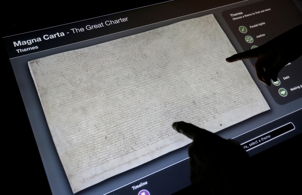 Display showing a picture of the Magna Carta