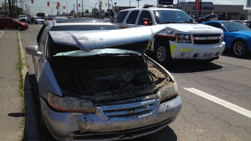 A single vehicle motor accident at Bank and Alta Vista on Monday, July 15, 2013.