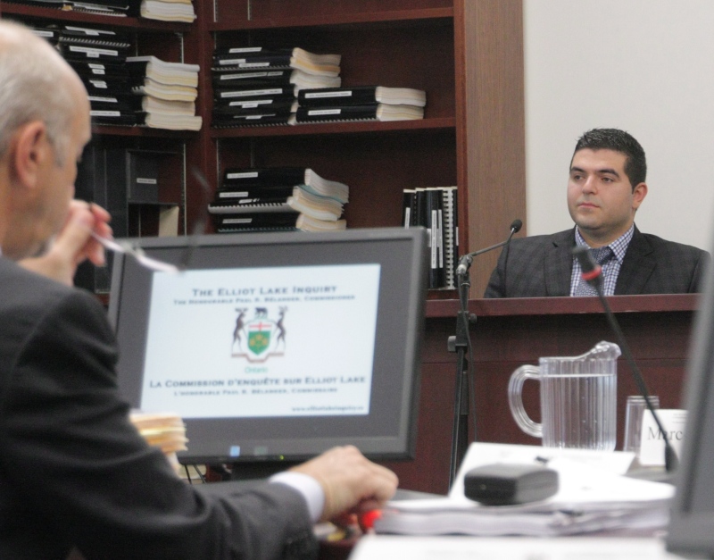 Levon Nazarian, son of the Algo Centre Mall owner, is seen at the inquiry into the mall's collapse in Elliot Lake, Ont., on Tuesday, July 16, 2013. (Colin Perkel / THE CANADIAN PRESS)