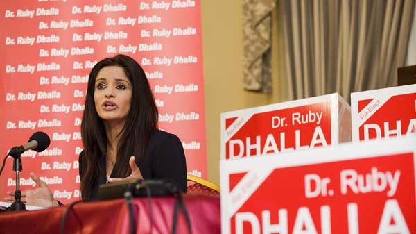 Ruby Dhalla, Liberal candidate for Brampton-Springdale, holds a news conference in Brampton, Ont., Wednesday, April 27, 2011. Dhalla was talking about the abuse of power scandal involving Parm Gill, the Conservative candidate for Brampton-Springdale, and his relationship with Jason Kenny, the Minister of Citizenship and Immigration. (Aaron Vincent Elkaim / THE CANADIAN PRESS)