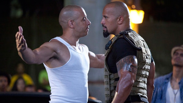 Vin Diesel and Dwayne Johnson in Universal Pictures' 'Fast Five.'