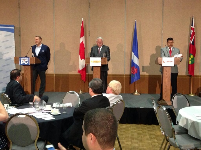 Candidates debate key issues at a debate before the Windsor-Tecumseh byelection in Windsor, Ont., on Thursday, July 18, 2013. (Michelle Maluske / CTV Windsor)