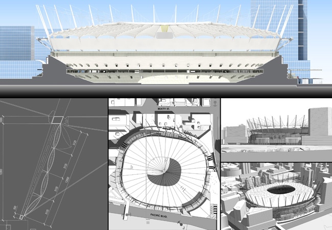 Diagrams of planned renovations for B.C. Place stadium, including a new roof, Vancouver, B.C. Friday, May 16th, 2008.