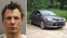 RCMP released this photo of Kenneth Forbes, 42, and the grey vehicle he's believed to be driving - Forbes is wanted on a number of Alberta-wide warrants. Supplied.