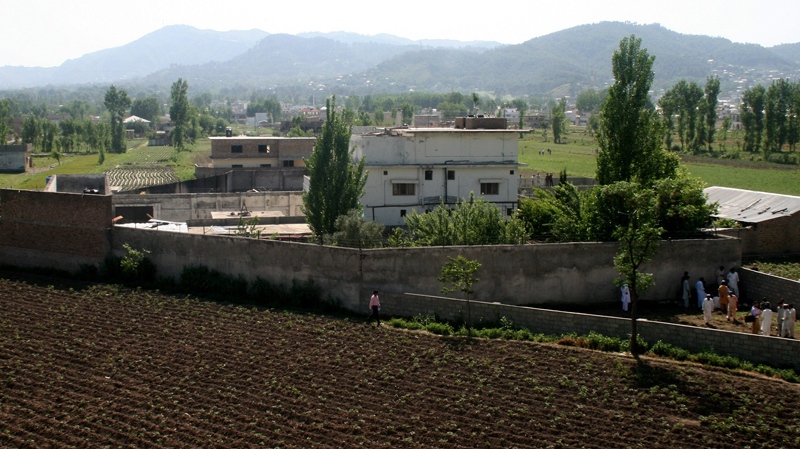 A view of Osama bin Laden's compound in Abbottabad, Pakistan, on Tuesday, May 3, 2011, after a U.S. military raid late Monday which ended with the death of the al-Qaida leader Osama bin Laden and others inside the compound. (AP / Aqeel Ahmed)
