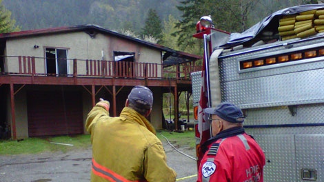 An 18-month-old could not be saved after a fire ripped through a home in Silver Creek, just west of Hope, B.C. May 5, 2011. (CTV)