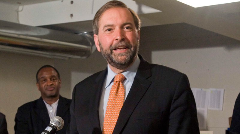 NDP deputy leader Thomas Mulcair speaks to reporters during a post-election news conference in Montreal, Tuesday, May 3, 2011. (Graham Hughes / THE CANADIAN PRESS)  