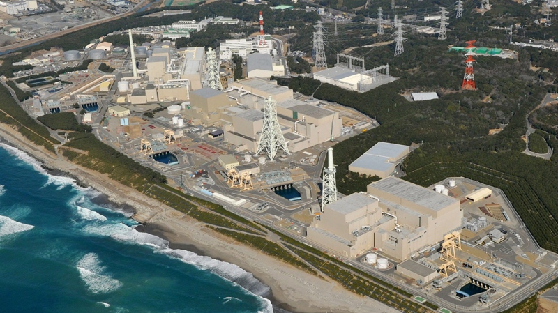 This February 2011 aerial photo shows Hamaoka nuclear power plant of Chubu Electric Power Co., in Omaezaki city, Shizuoka prefecture, central Japan. (Kyodo News) 
