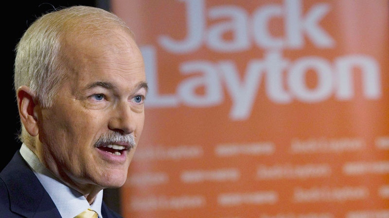 NDP Leader Jack Layton speaks to the media at a press conference in Toronto on Tuesday, May 3, 2011. (Nathan Denette / THE CANADIAN PRESS)
