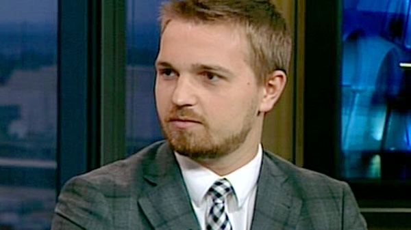 Derek Filderbrandt, national research director, for the Canadian Taxpayers Federation, is seen speaking about MP pensions on CTV's Power Play in Ottawa, Friday, May 6, 2011. 