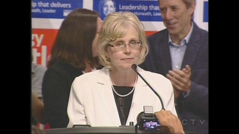 London West MPP-elect Peggy Sattler delivers her victory speech in London, Ont. on Thursday, Aug. 1, 2013.