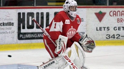 Pembroke Lumber Kings goaltender Frank Dupuis stopped 40 shots for the shutout in a 2-0 win over the Vernon Vipers. (Photo courtesy Facebook)