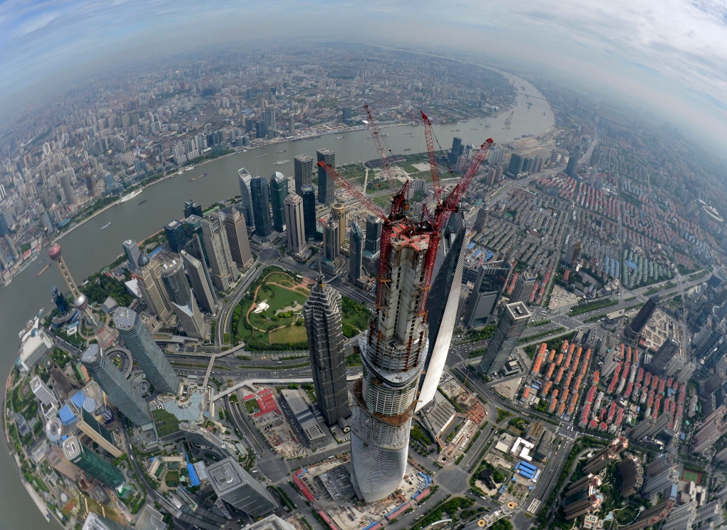 An aerial view of Shanghai Tower