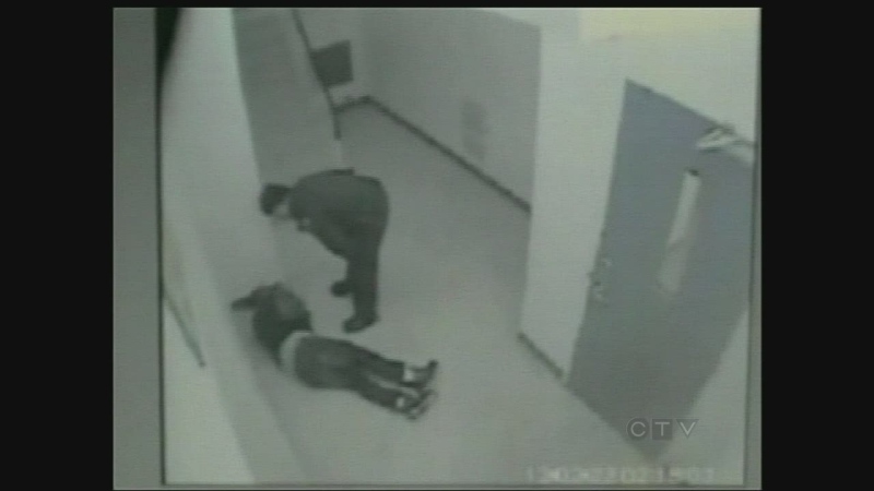 An image taken from surveillance video shows 22-year-old Gladson Chinyangwa laying on the floor at at Windsor residence.