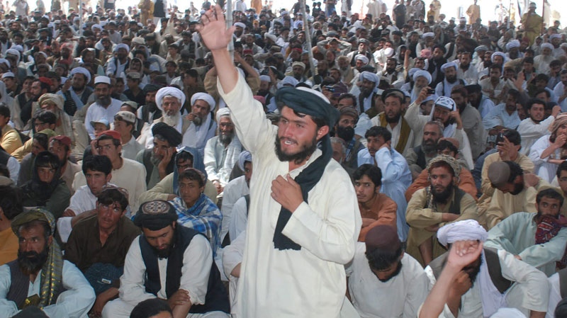 A supporter of Pakistani religious party Jamiatulema-i-Islam chants anti-American slogans during rally to condemn the killing of al-Qaida leader Osama bin Laden in Pashin, 100 kilometers south of Quetta, Pakistan on Sunday, May 8, 2011. (AP / Arshad Butt)