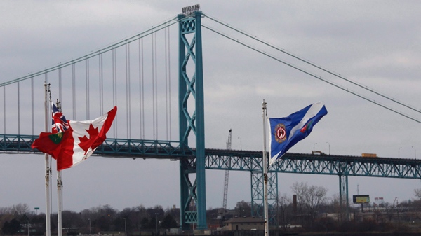 The Ambassador Bridge at the Windsor-Detroit international crossing is pictured from Windsor, Ontario, Friday, November, 26, 2010. (Brent Foster / THE CANADIAN PRESS)