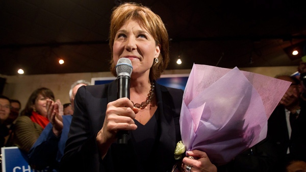 British Columbia Premier Christy Clark celebrates her byelection win in the riding of Vancouver-Point Grey in Vancouver, B.C., on Wednesday May 11, 2011. (THE CANADIAN PRESS/Darryl Dyck)