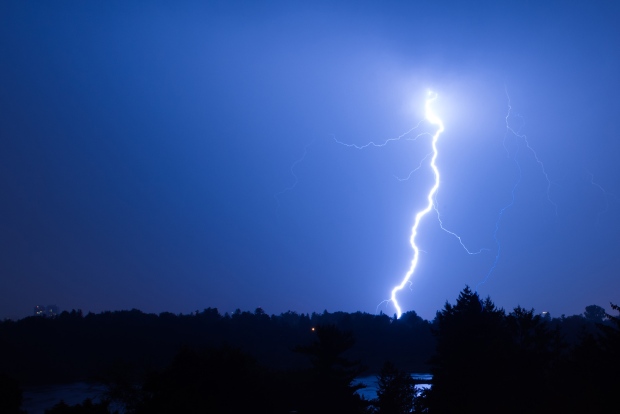 A lightning strike over Dow's Lake at midnight on Wednesday, Aug. 7, 2013. (Amy Godin / CTV Viewer )