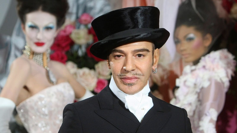 Fashion designer John Galliano poses at the end of the presentation of the Dior Haute Couture spring/summer 2010 fashion collection in Paris, Jan. 25, 2010. (AP / Jacques Brinon)